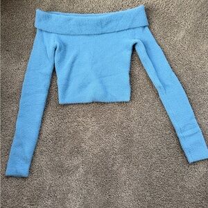American Eagle Blue Off-Shoulder Sweater